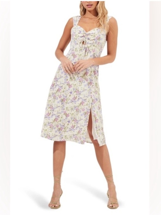 Astr Dresses & Skirts - NWOT ASTR the Label Floral Tie-Front Midi Dress White Lavender Large